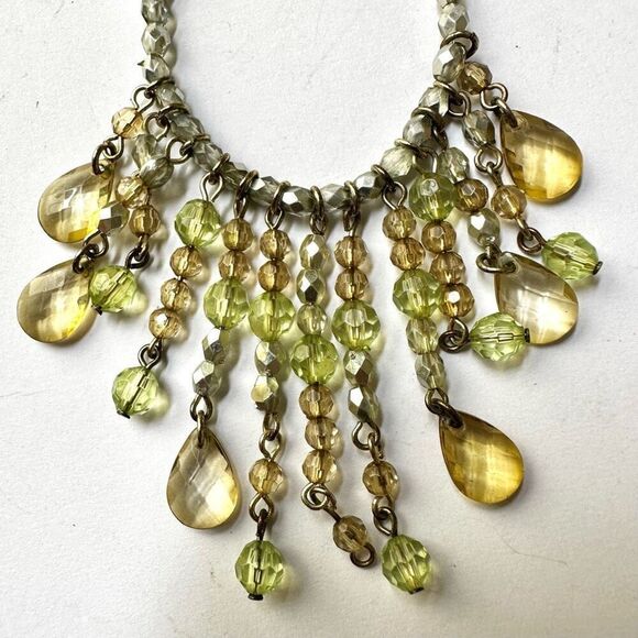 1928 green dangle beaded chain choker necklace - Picture 7 of 8